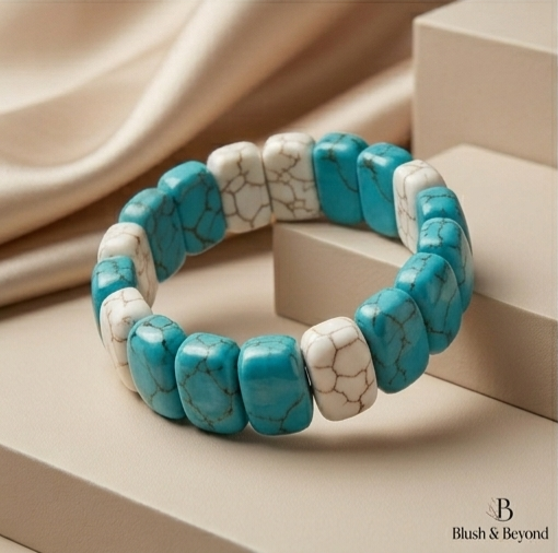 The Riviera Natural Turquoise & White Gemstone Bracelet