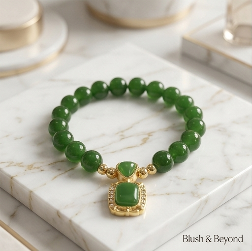 The Signature Green Malachite Bracelet , Blush & Beyond